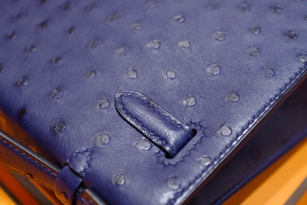 Hong Kong HM KL Pochette Ostrich S4 Deep Blue