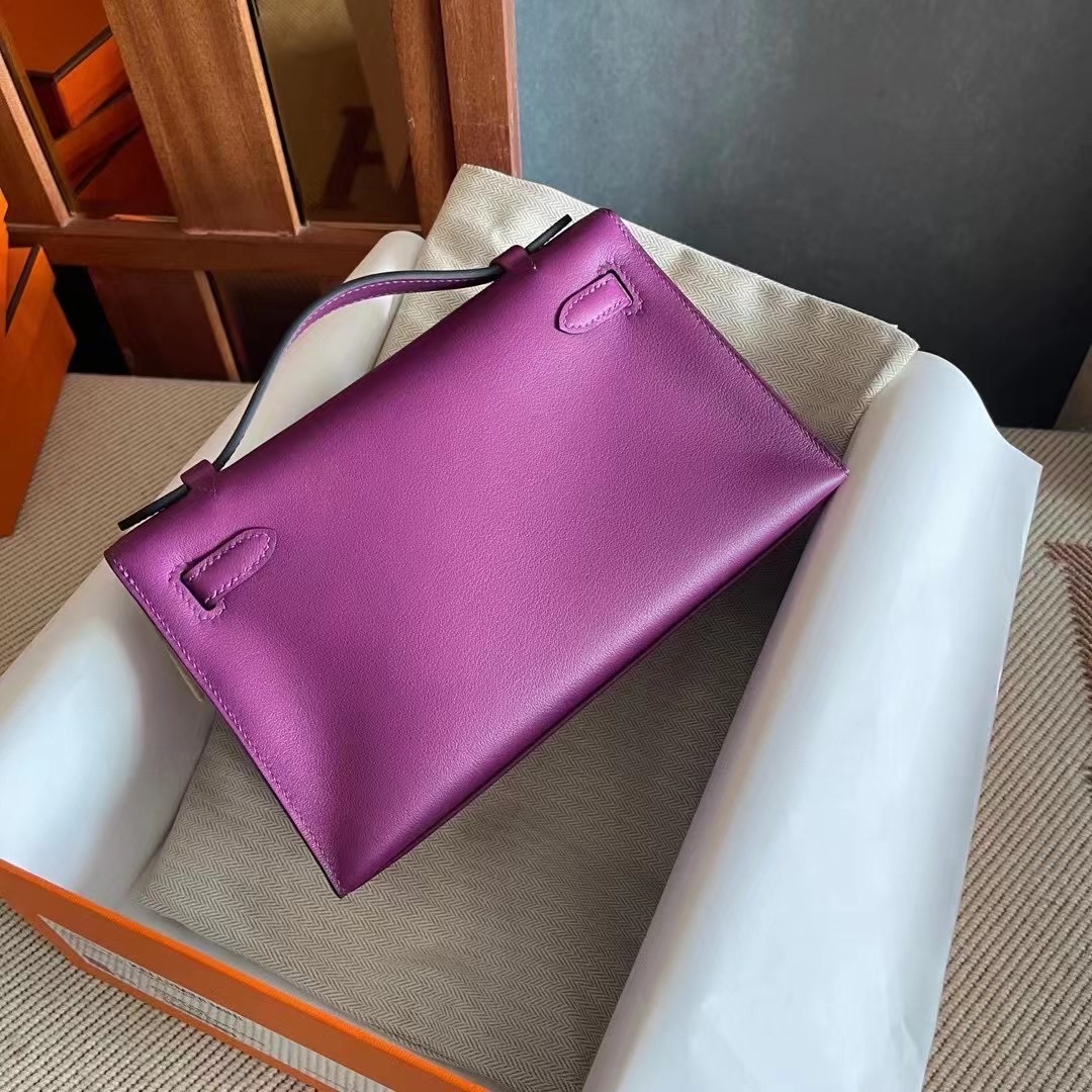 Taiwan HM Mini KL pochette Swift P9 Anemone 海葵紫 全手工缝制 金扣