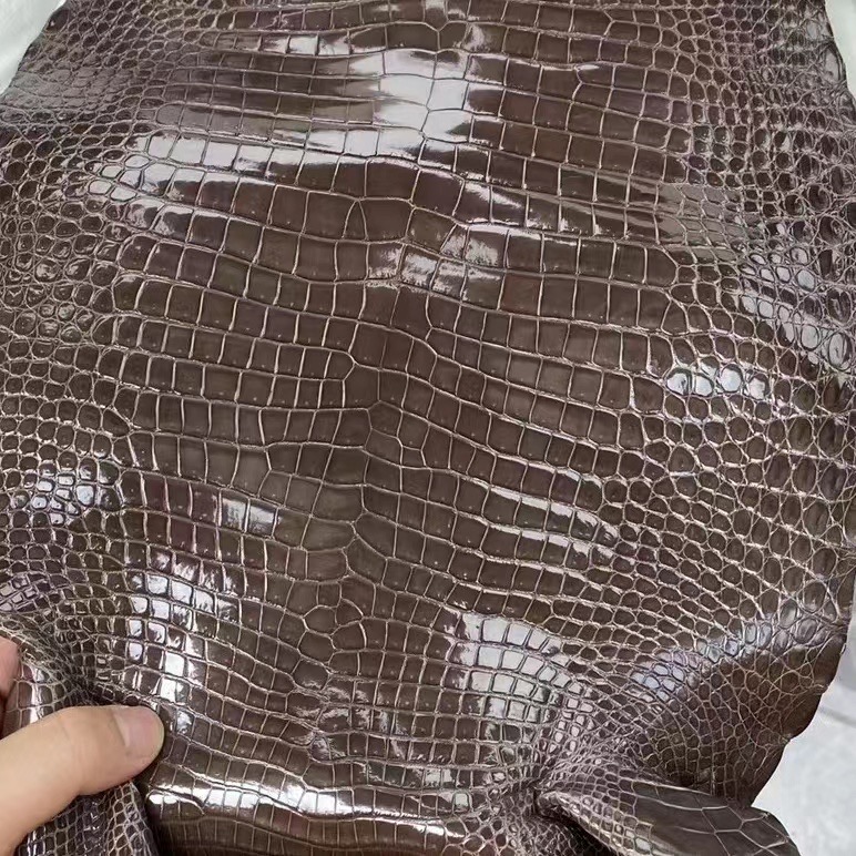 新到皮 亮面倒V 澳洲湾鳄🐊 88 Graphite 石墨灰 Shiny porosus crocodile 🉑订制：BK 25cm、KL 25cm、接受订制👏