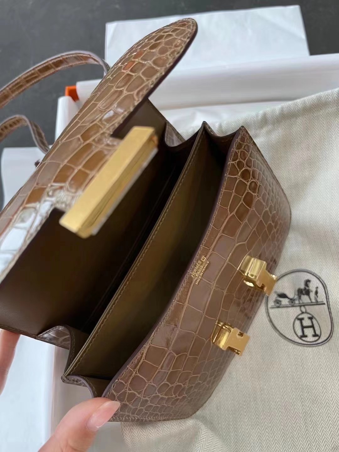 CONSTANCE 鳄鱼19cm 蜜糖棕 31 Miel Crocodile
