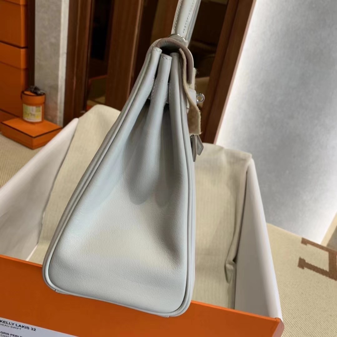 HM KL Lakis 32cm 80 Gris Perle Veau Swift