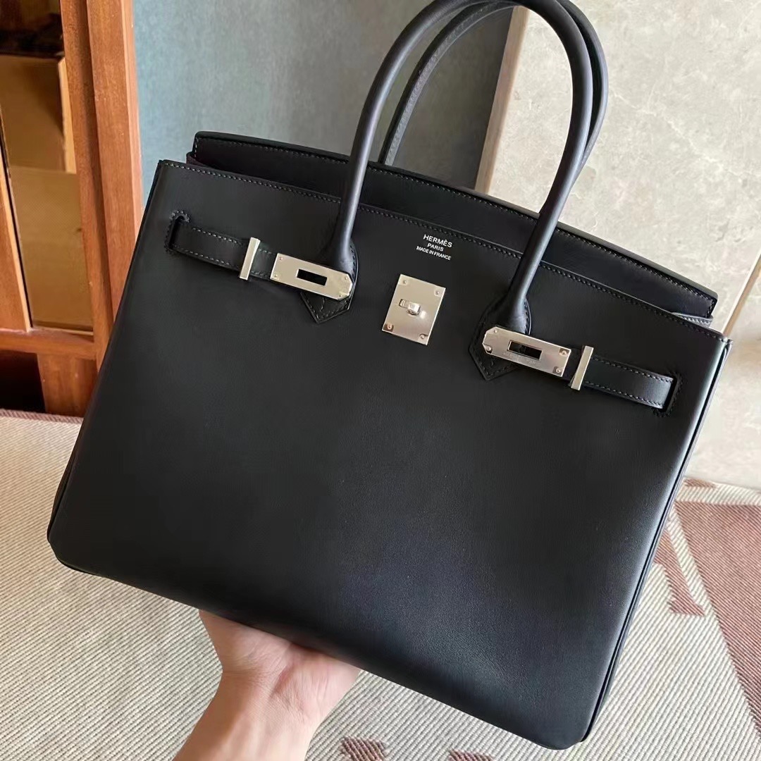 BK35 黑色Jonathan 银扣，89 Noir PHW 一级手工缝制