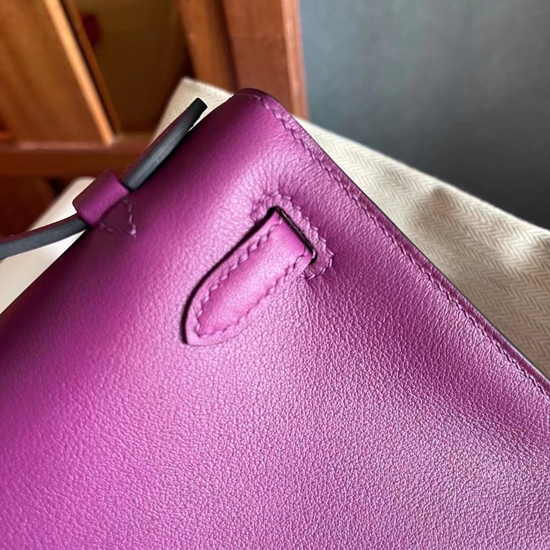 Taiwan HM Mini KL pochette Swift P9 Anemone 海葵紫 全手工缝制 金扣