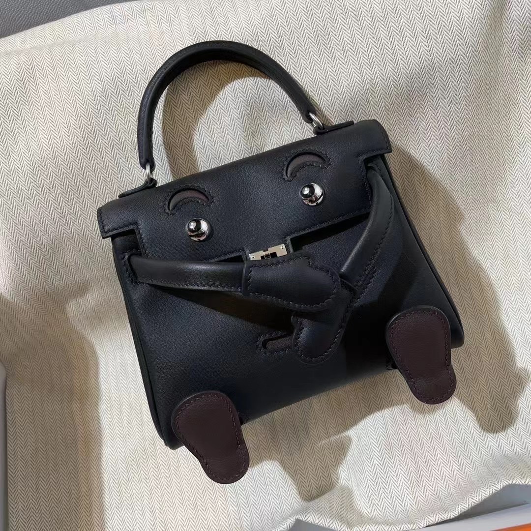 KL doll 千禧娃娃包 Swift皮 黑色拼深啡 银扣