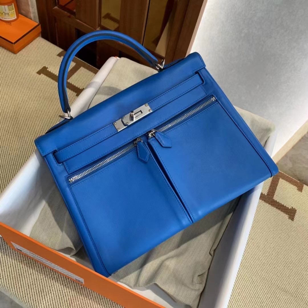 HM KL Lakis 32cm Blue Veau Swift