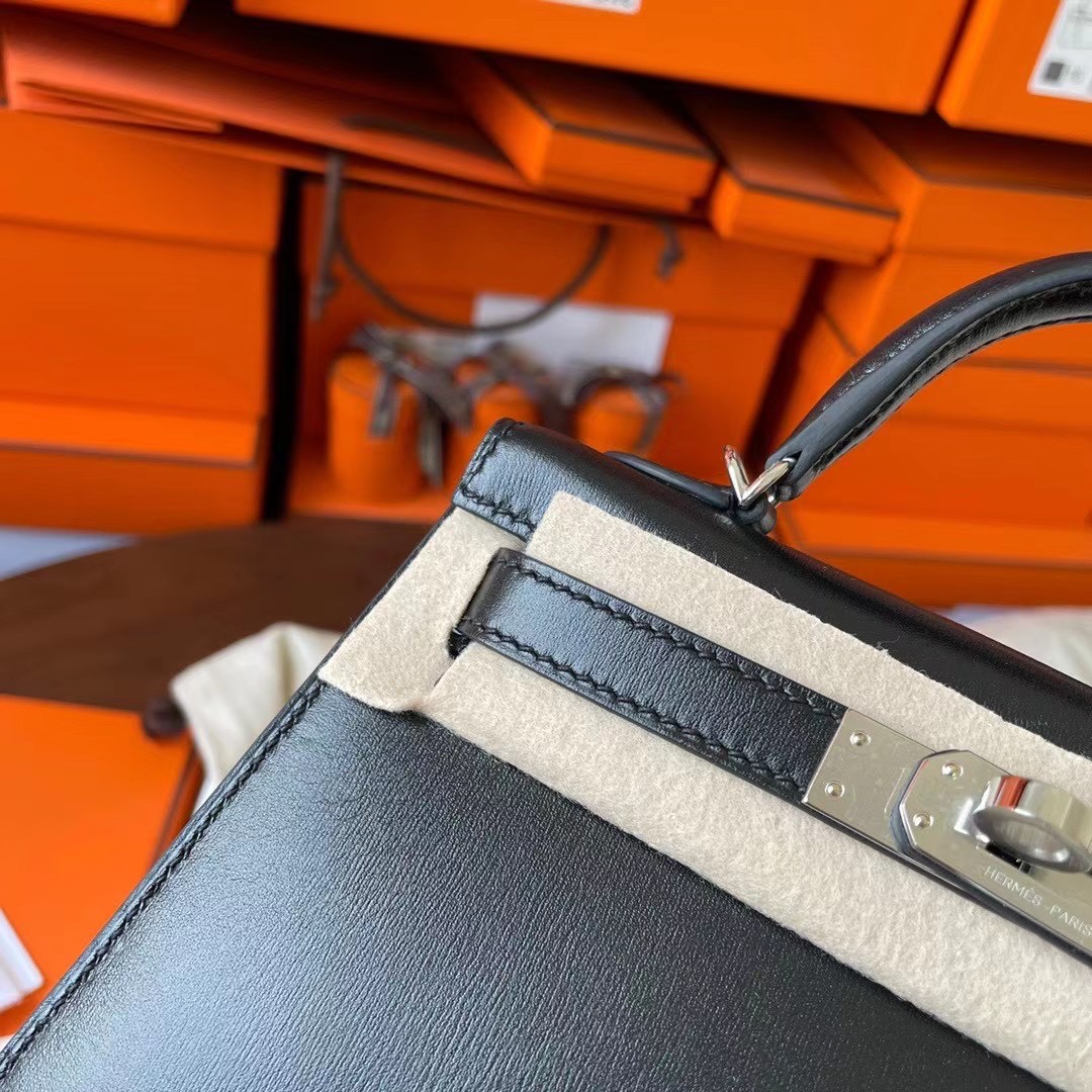 Dubai hm KL Mini 二代 Box皮 89 noir 黑色 银扣
