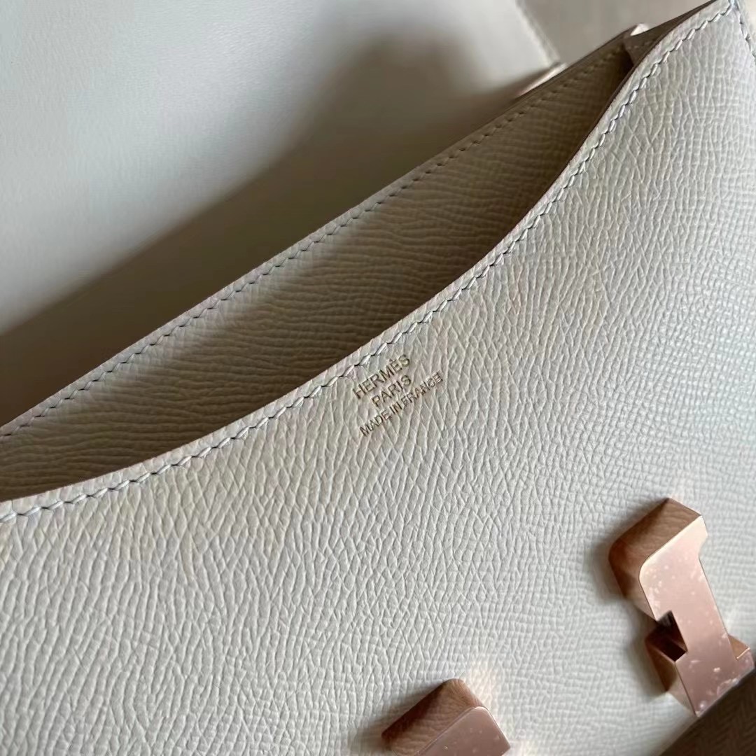 Hong Kong HM constance 19 epsom 奶昔白 Craie Rose Gold  玫瑰金