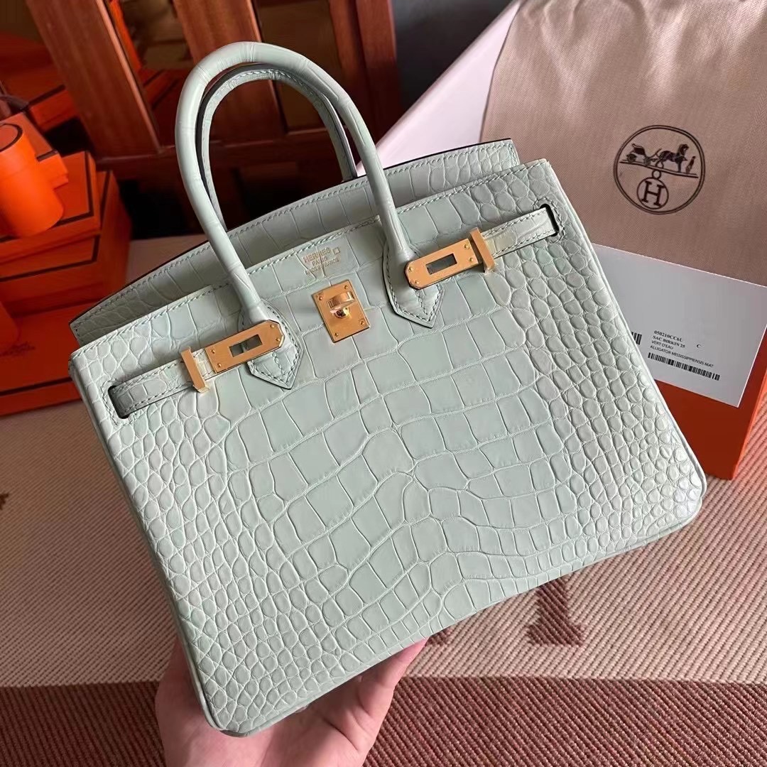 HM BK 25cm crocodile 雾面美洲  6U Vert Deau 薄荷绿