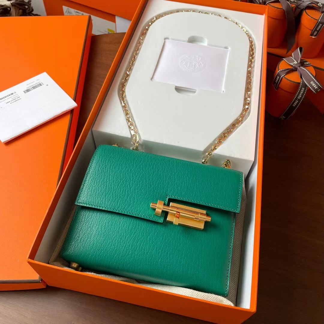 现货VR mini 17cm Chèvre 山羊皮 U4丝绒绿 金扣