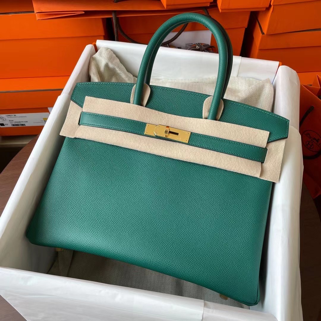 BK 30cm Epsom皮 Z6 Malachite孔雀绿 金扣