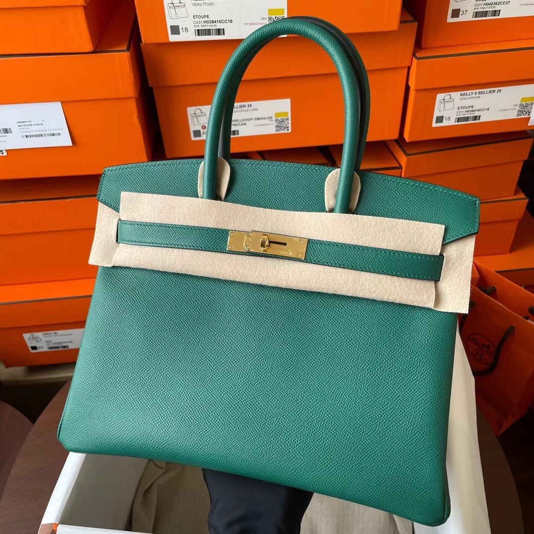 BK 30cm Epsom皮 Z6 Malachite孔雀绿 金扣