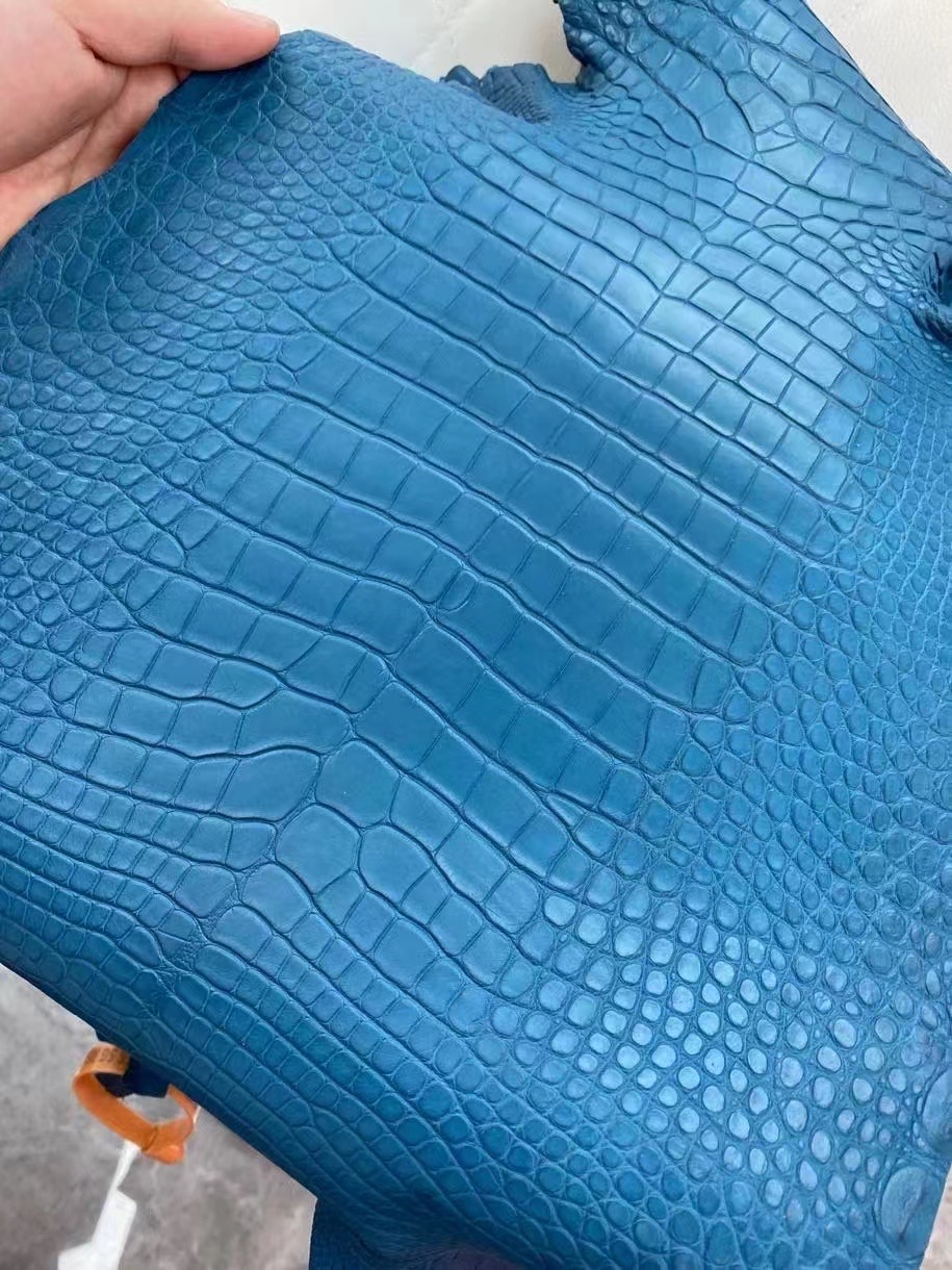 1P Blue Colvert 鸭子蓝 Matte Alligator Crocodile