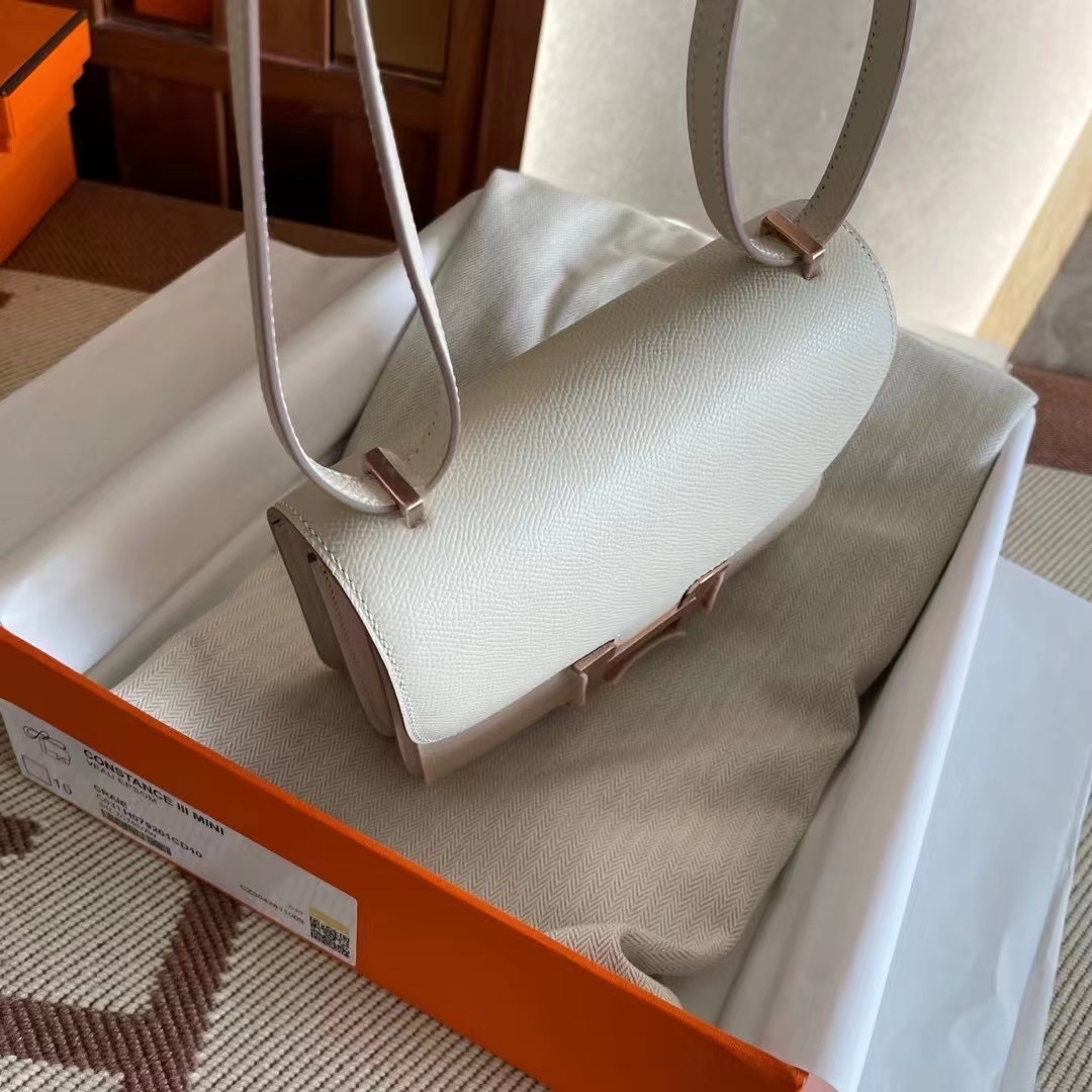 Hong Kong HM constance 19 epsom 奶昔白 Craie Rose Gold  玫瑰金