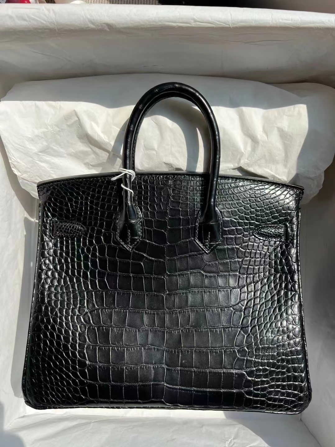 现 BK 25cm 雾面美洲鳄鱼 89 Noir 黑色 银扣 金扣 Matte Alligator Crocodile 全手工蜜蜡线缝制 PHW