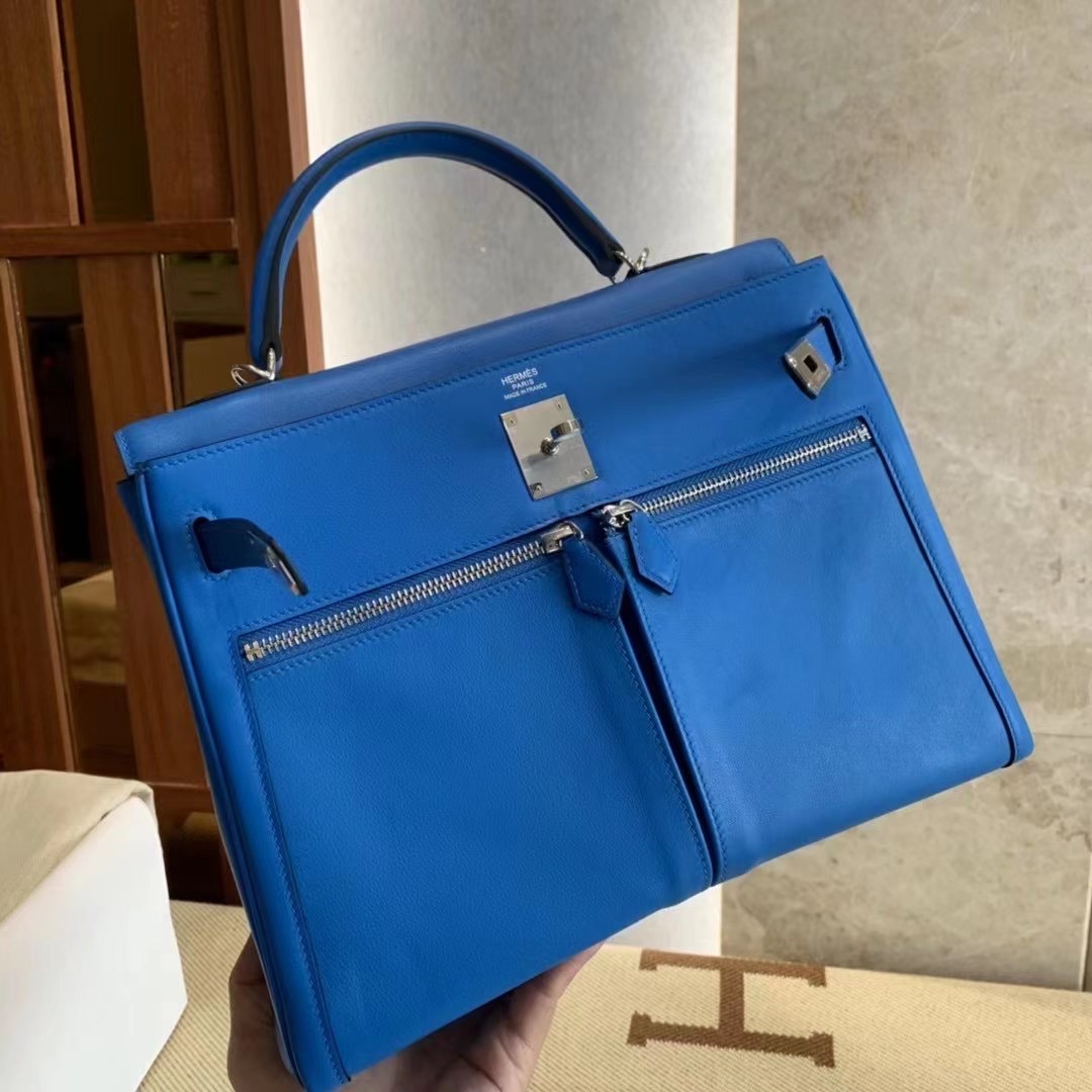 HM KL Lakis 32cm Blue Veau Swift