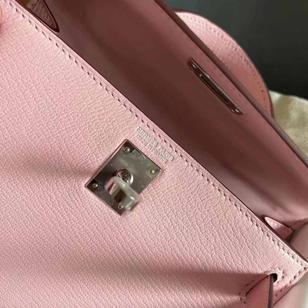 Dubai hm KL Mini 二代 Chèvre 山羊皮 3Q rose sakura 樱花粉 银扣