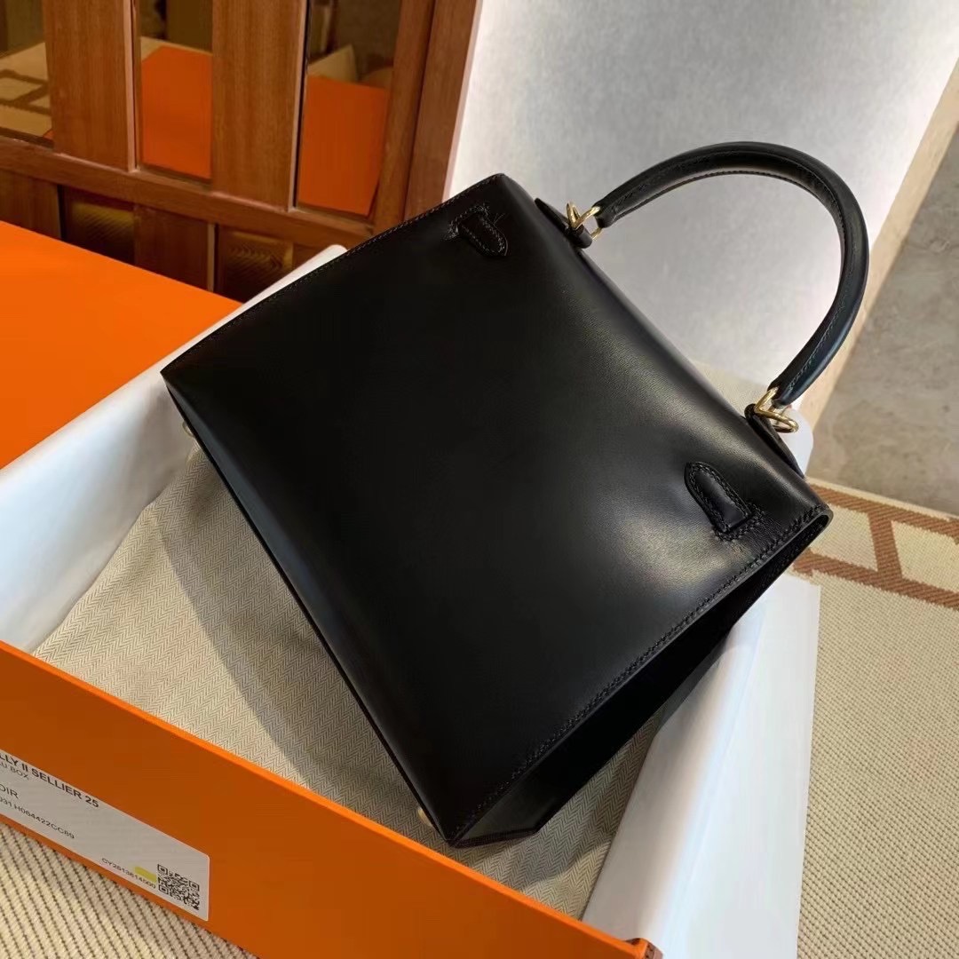 Hong Kong Factory HM KL II Sellier 25cm Box leather 89 Noir