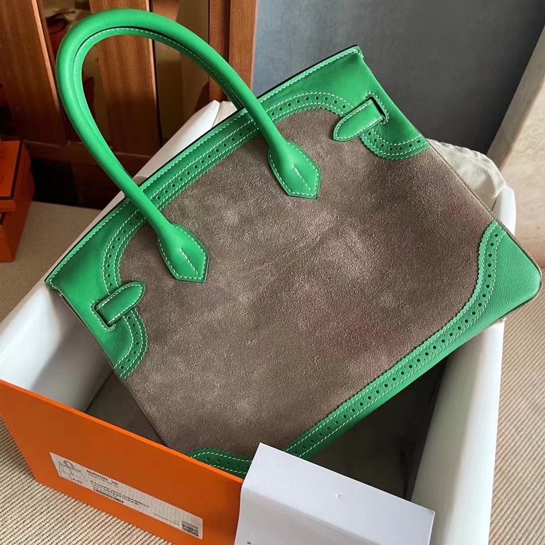 Kuwait HM BK 30cm Ghillise 蕾丝 三拼皮 三拼色   银