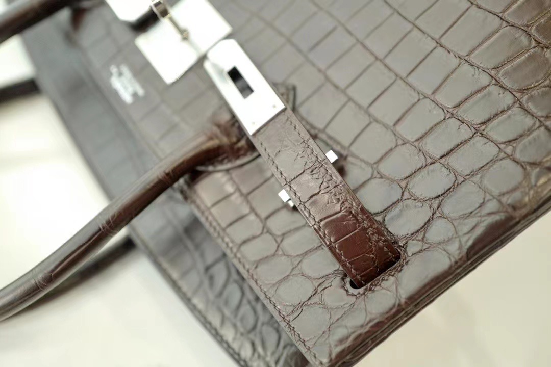 HM BK 30cm Niloticus Crocodile 47 coffee 咖啡色/银扣 手工缝制 臻品鉴赏