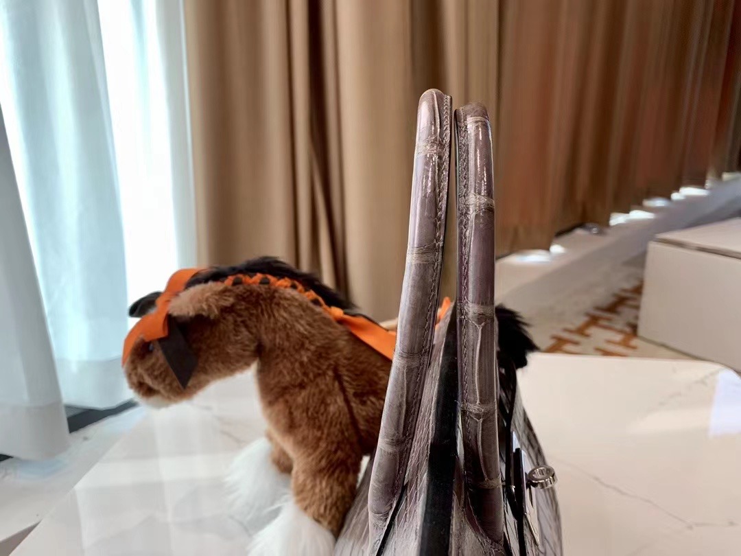VIP一级品： BK 30cm Alligator  石墨灰/银扣 手工缝制 臻品鉴赏