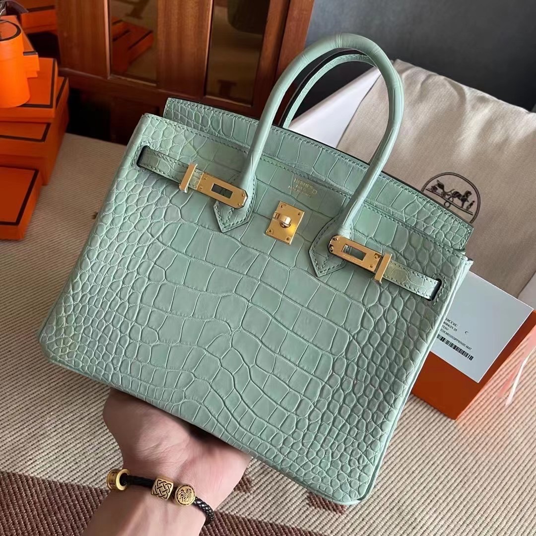 HM BK 25cm crocodile 雾面美洲  6U Vert Deau 薄荷绿