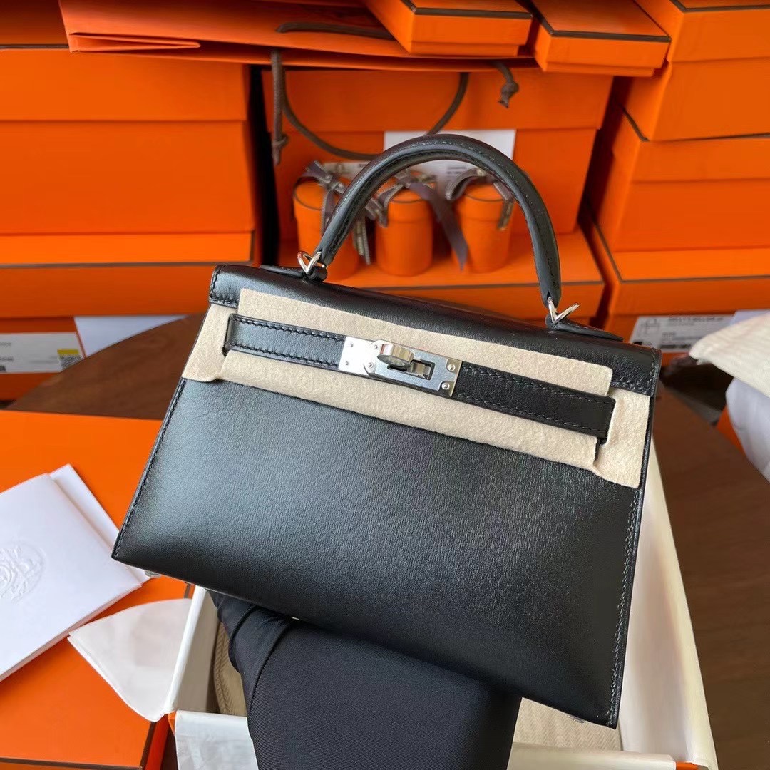 Dubai hm KL Mini 二代 Box皮 89 noir 黑色 银扣