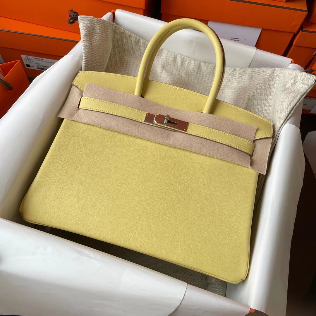 Hong Kong HM BK 30cm Swift 皮 1Z jaune poussin 小鸡黄 银扣
