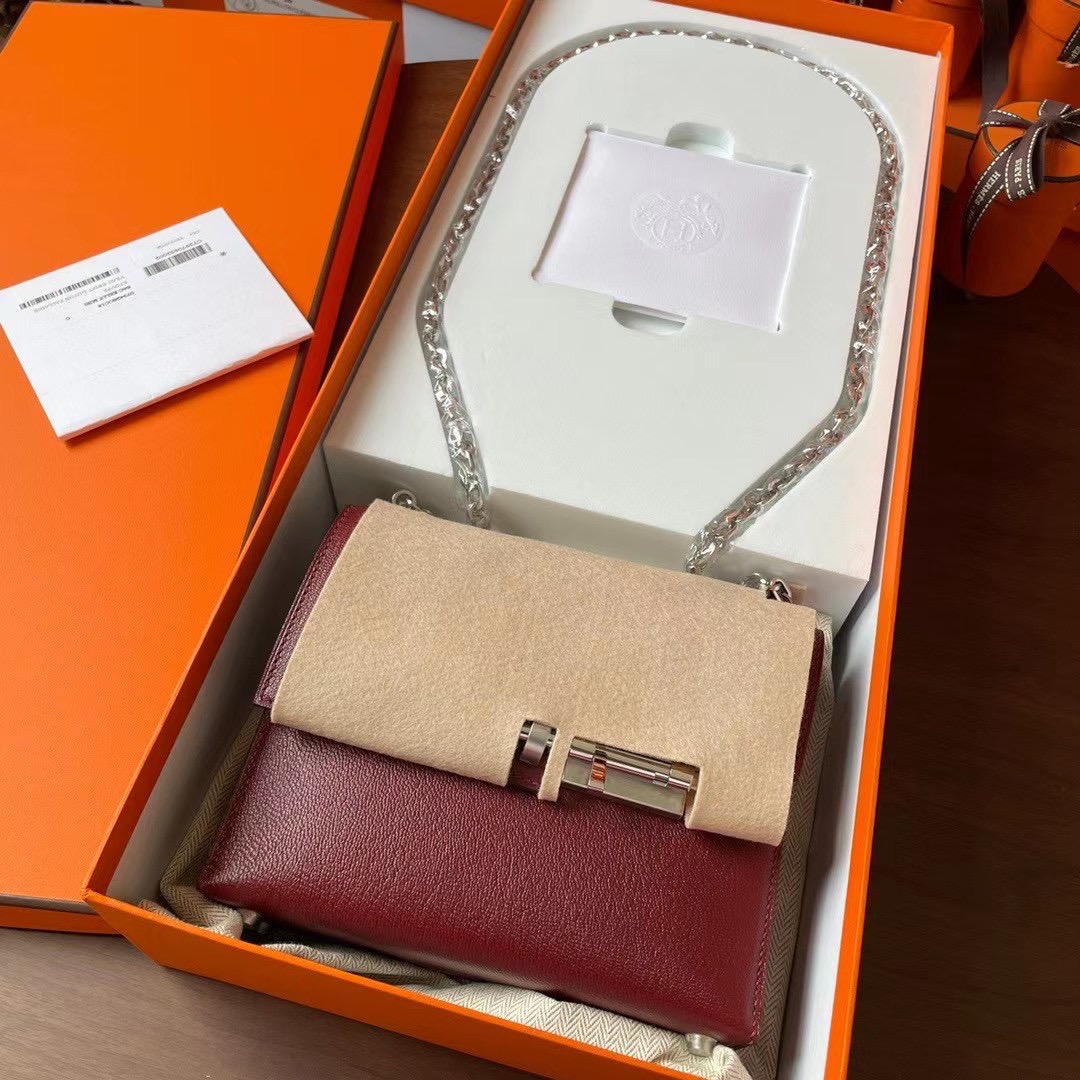 现货VR mini 17cm Chèvre 山羊皮 57波尔多酒红 银扣-HaiLaBags 现货VR mini 17cm Chèvre 山羊皮 57波尔多酒红 银扣