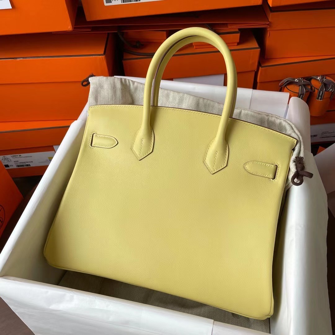 Hong Kong HM BK 30cm Swift 皮 1Z jaune poussin 小鸡黄 银扣