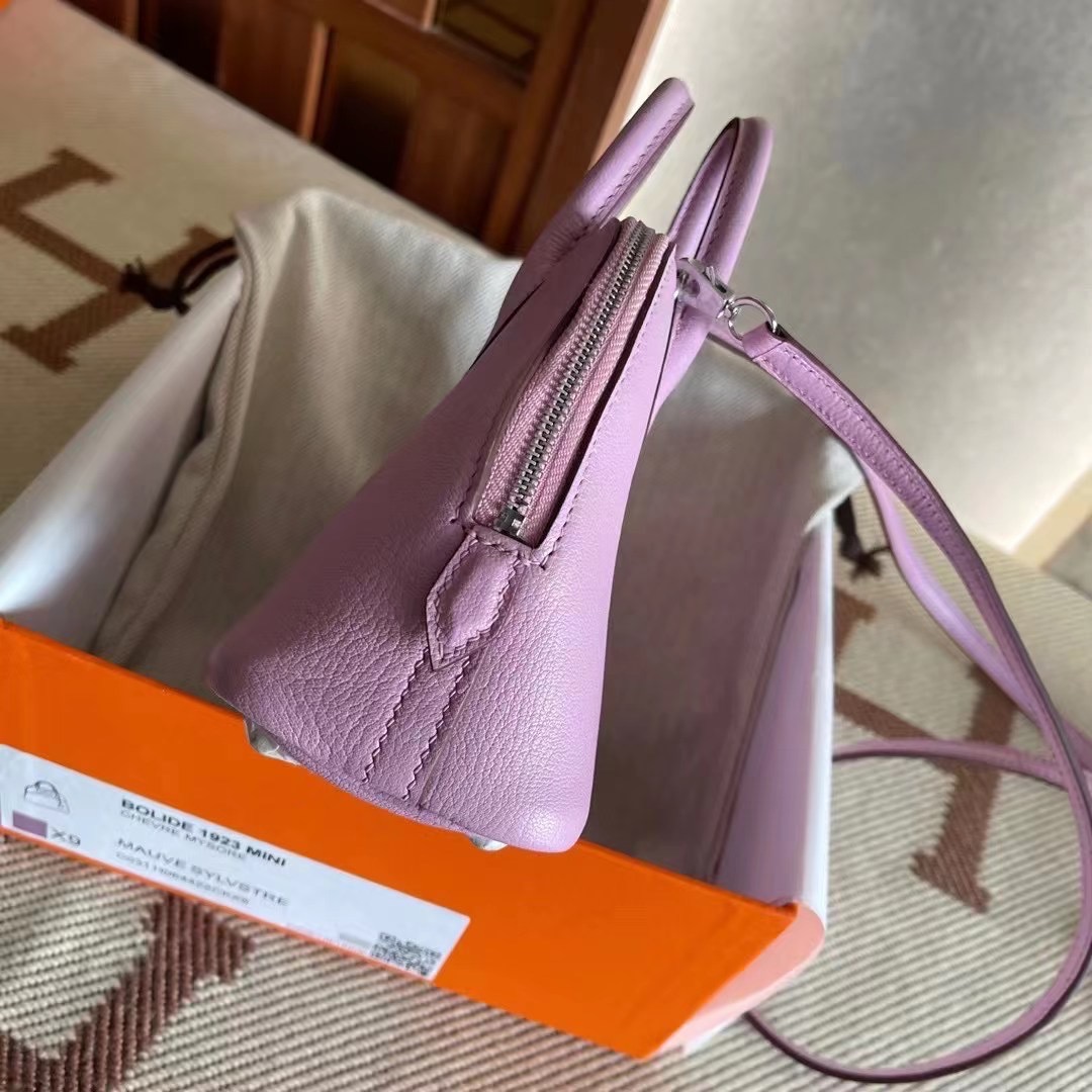 Kuwait hm bolide mini 山羊皮  x9 mauve sylvstre 锦葵紫 银