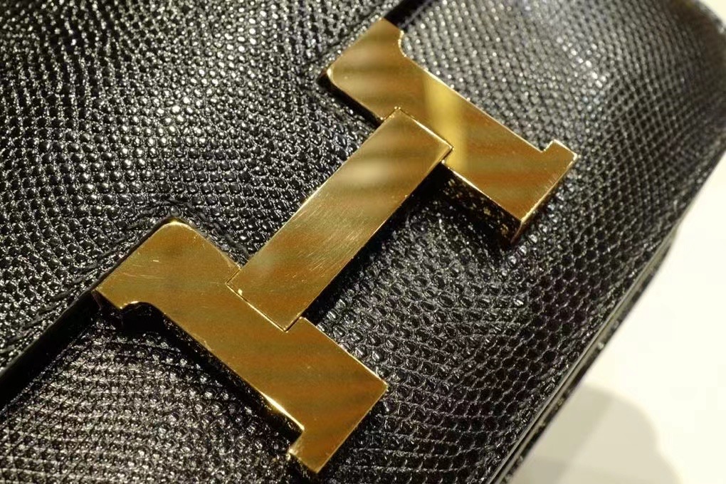 HM Constance 19cm Lizard Leather 89 Noir