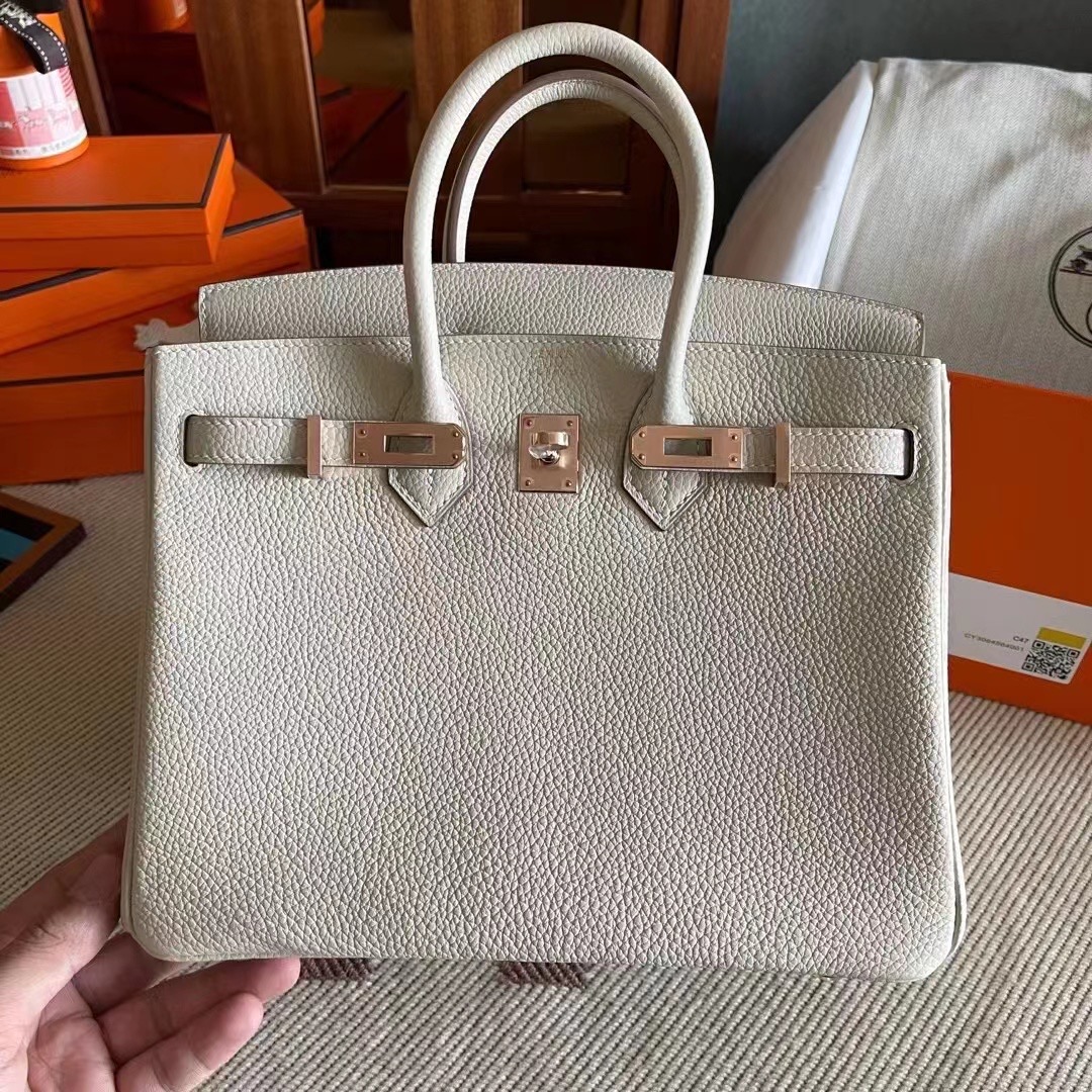 Qatar HM BK 25cm Togo 10 Craie Rose Gold HW