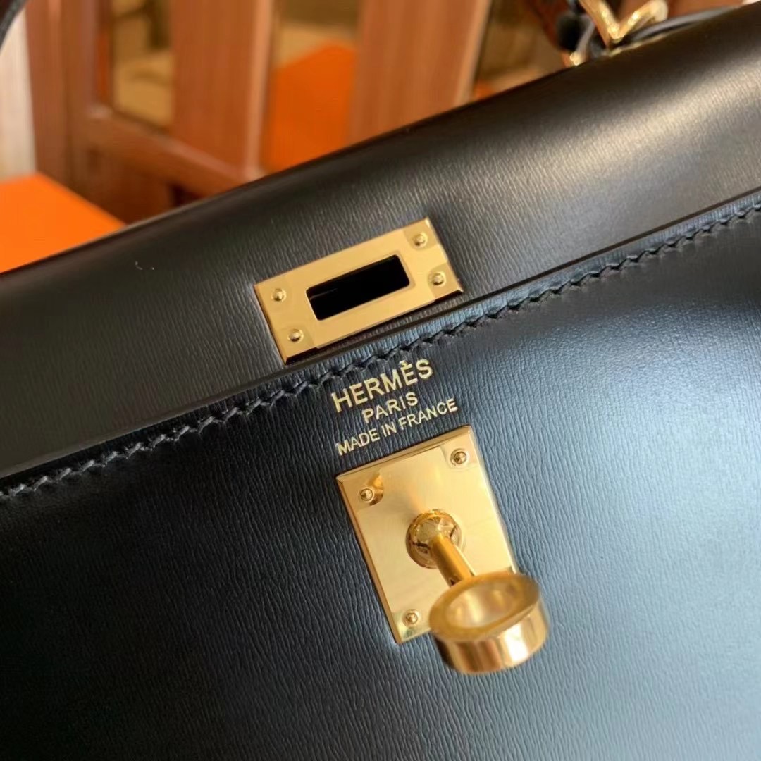 Hong Kong Factory HM KL II Sellier 25cm Box leather 89 Noir