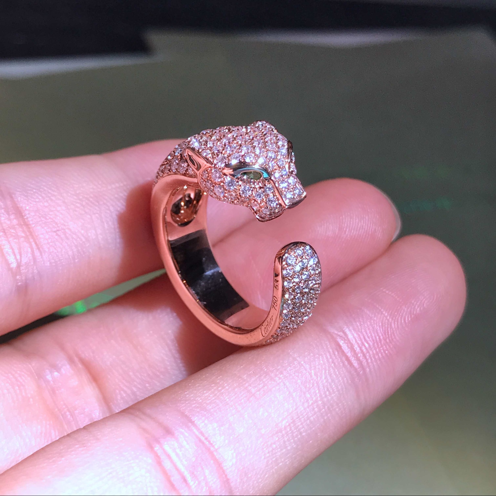 Full diamond leopard ring 18k gold with natural diamonds