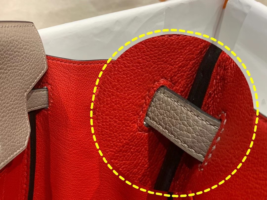 VIP一级品： BK 25cm togo M8 Gris asphalt 沥青灰拼内里大红/金扣 手工缝制 臻品鉴赏