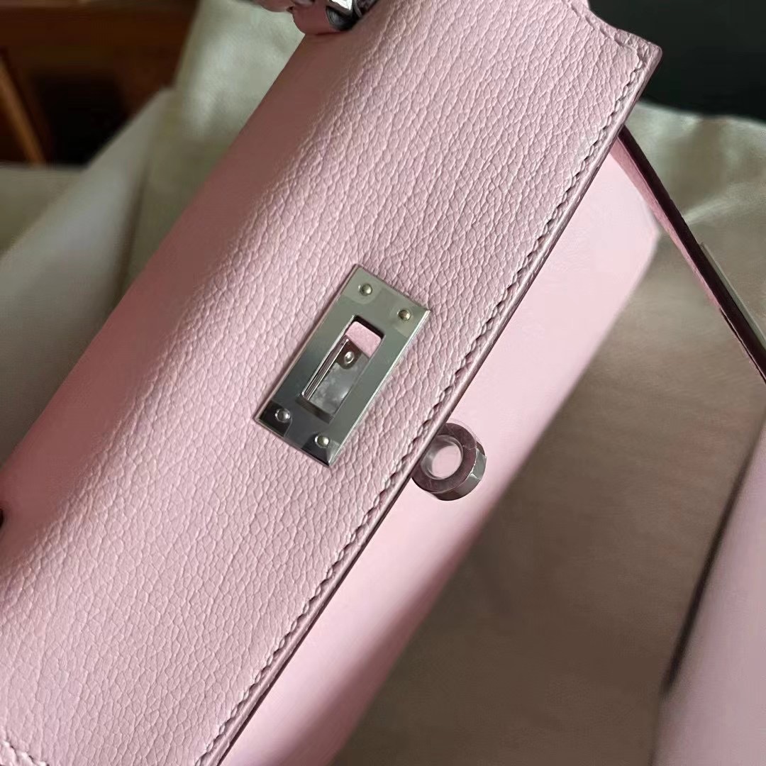 Dubai hm KL Mini 二代 Chèvre 山羊皮 3Q rose sakura 樱花粉 银扣