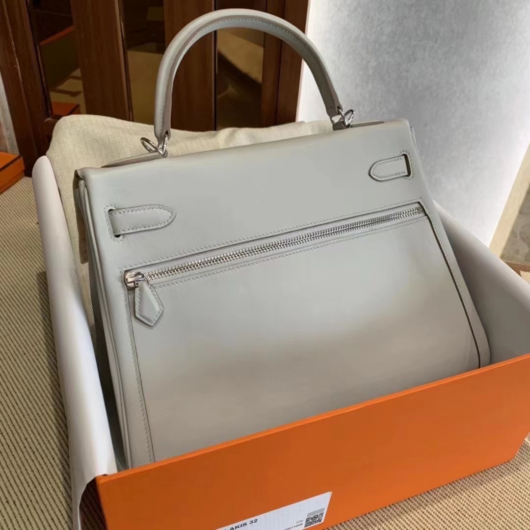 HM KL Lakis 32cm 80 Gris Perle Veau Swift