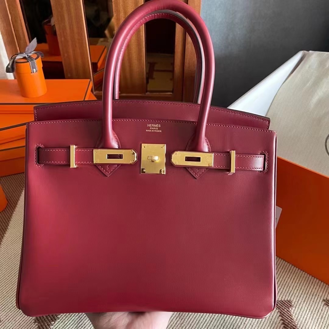 BK 30 Box 55 Rouge H 爱马仕红  金
