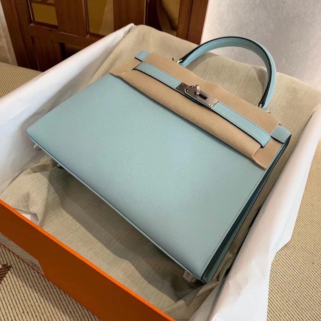Hong Kong Factory HM KL II Sellier 25cm Epsom leather U2 Blue Zyphyr