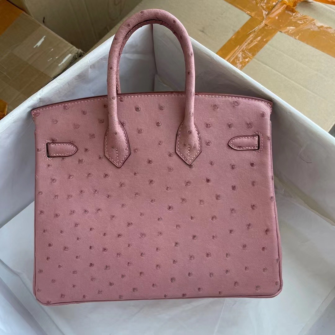 Kuwait vip shop hm BK 25 ostrich 鸵鸟皮 94 Terre Cuite 陶瓷粉 金扣