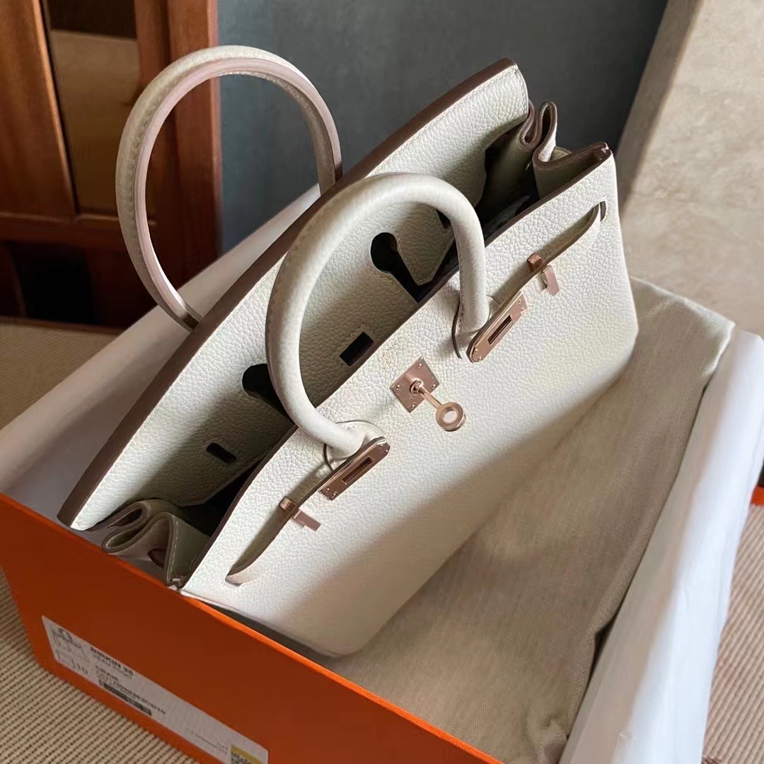 Qatar HM BK 25cm Togo 10 Craie Rose Gold HW
