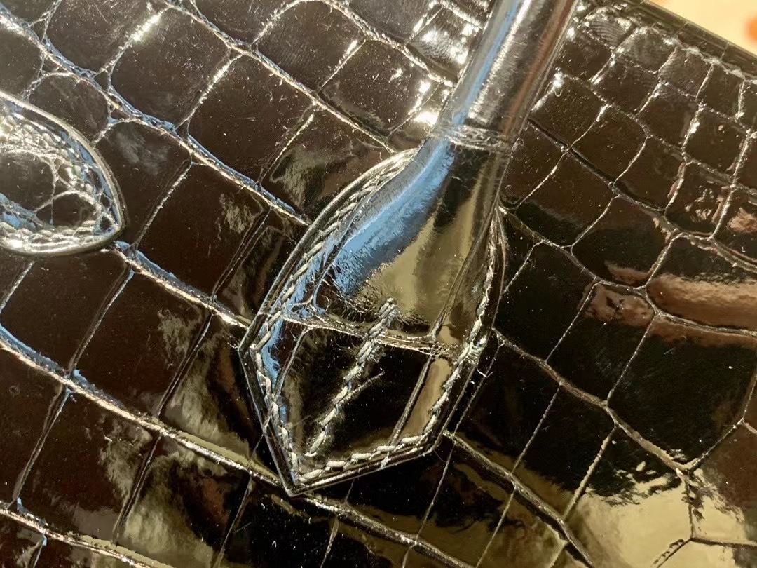 VIP一级品 Binkin30cm  98 Noir 黑/金扣 Nile crocodile一级野尼罗鳄鱼皮 原版蜜蜡线 顶级手缝
