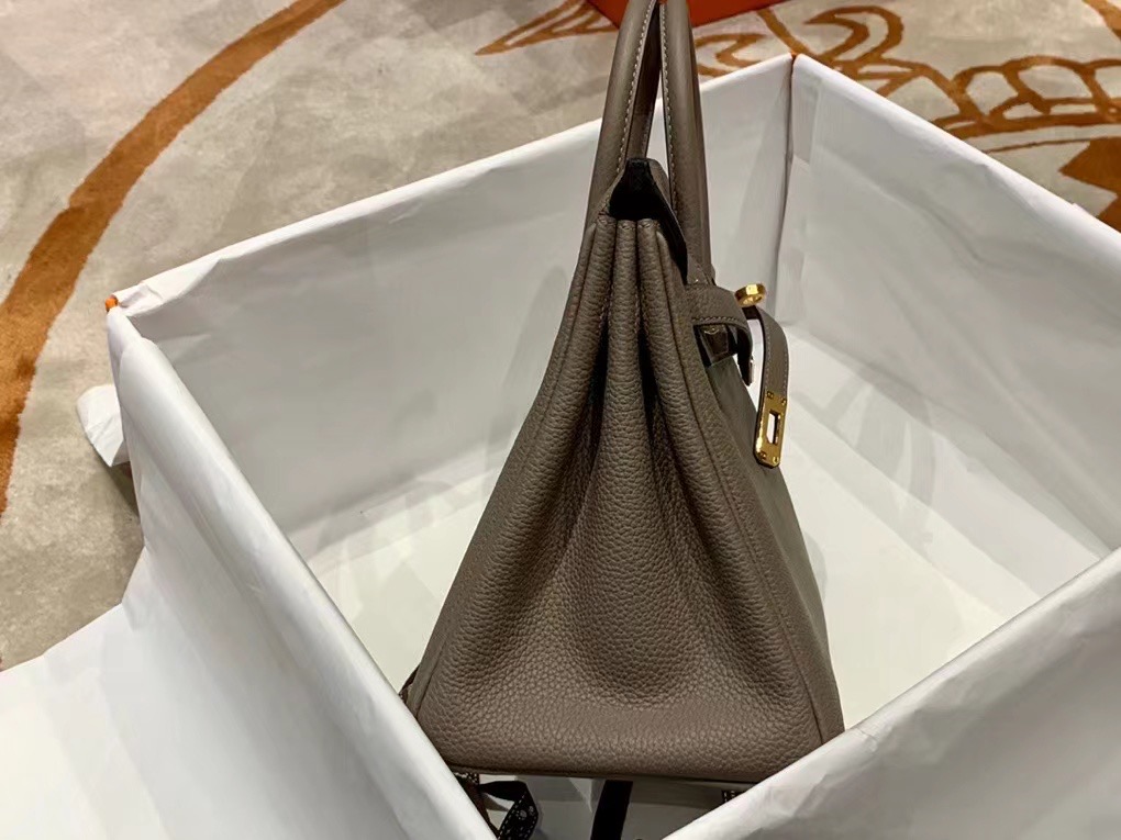 VIP一级品： BK 25cm togo M8 Gris asphalt 沥青灰拼内里大红/金扣 手工缝制 臻品鉴赏