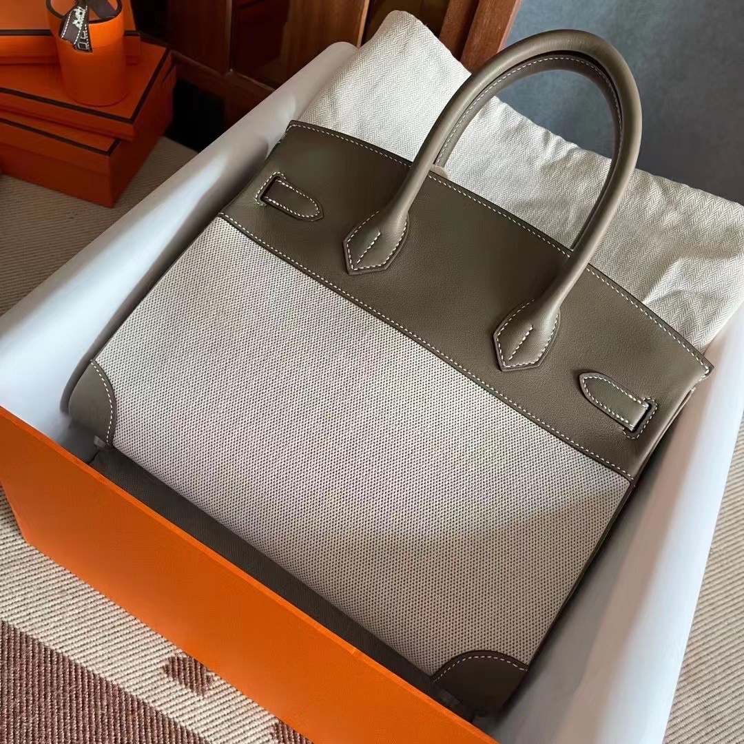 BK  30 帆布拼swift  大象灰 银