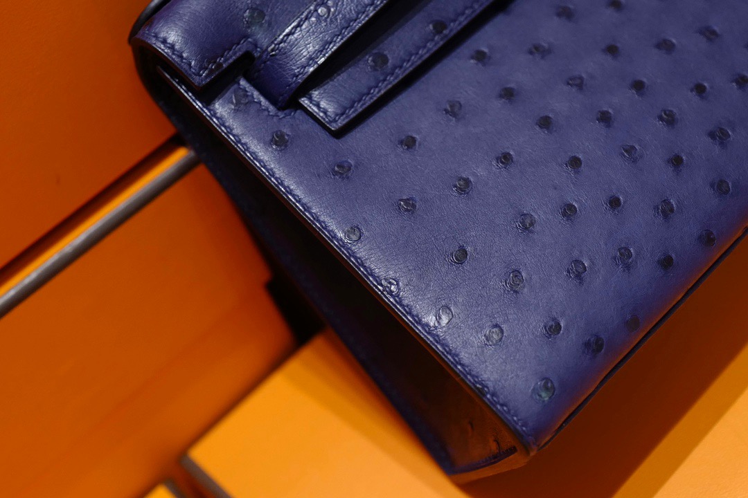 Hong Kong HM KL Pochette Ostrich S4 Deep Blue