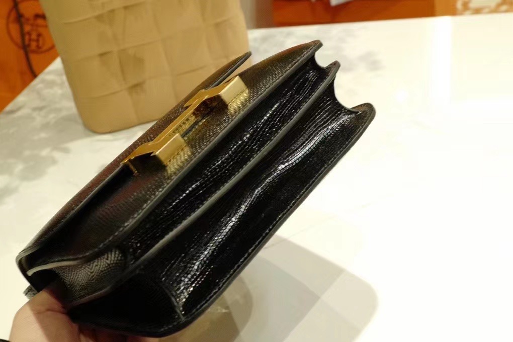 HM Constance 19cm Lizard Leather 89 Noir