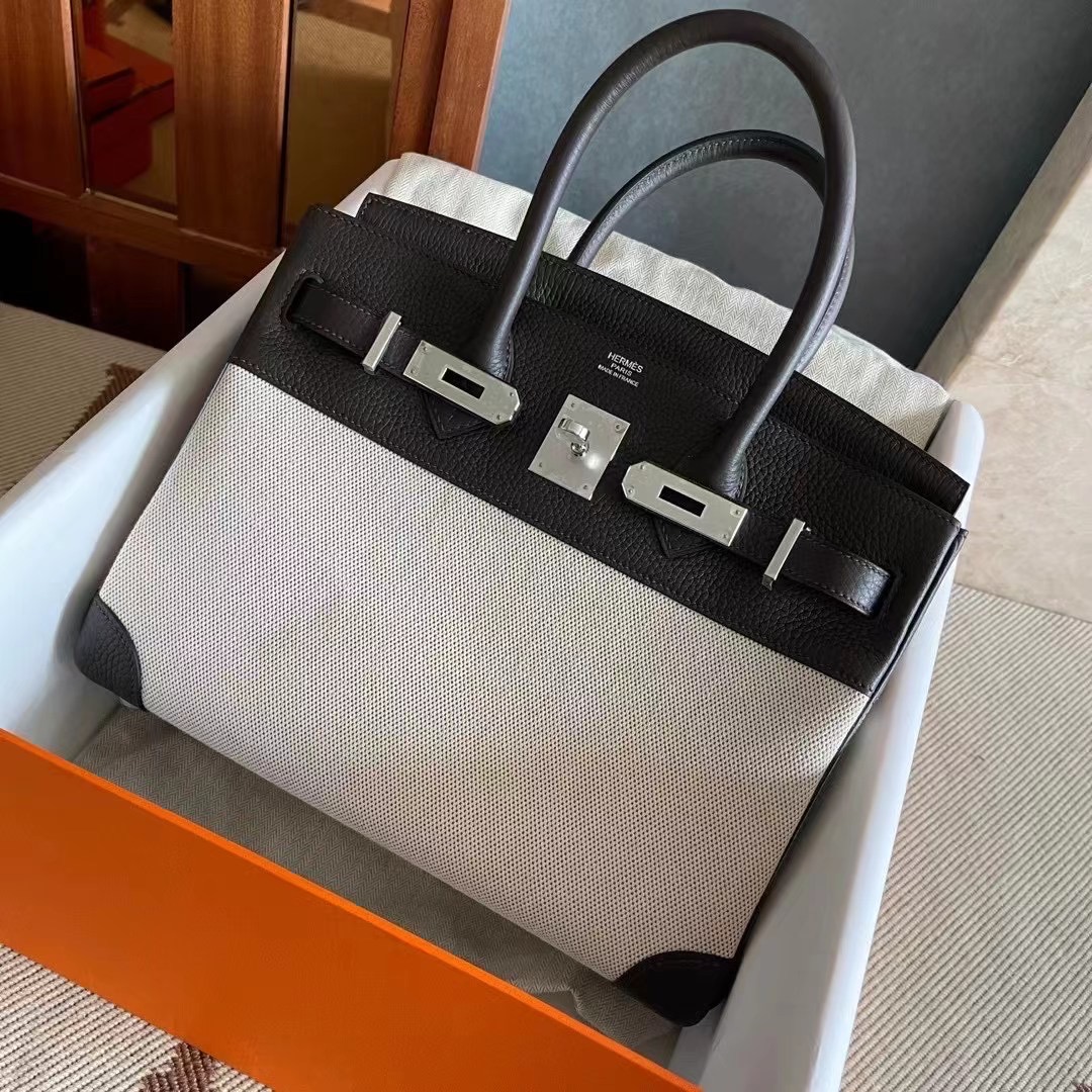 bk  30 TC 皮拼帆布  乌木色  银