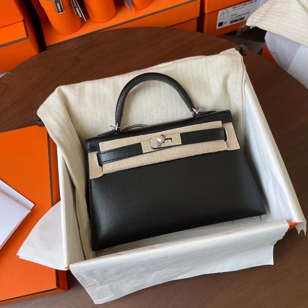 Dubai hm KL Mini 二代 Box皮 89 noir 黑色 银扣