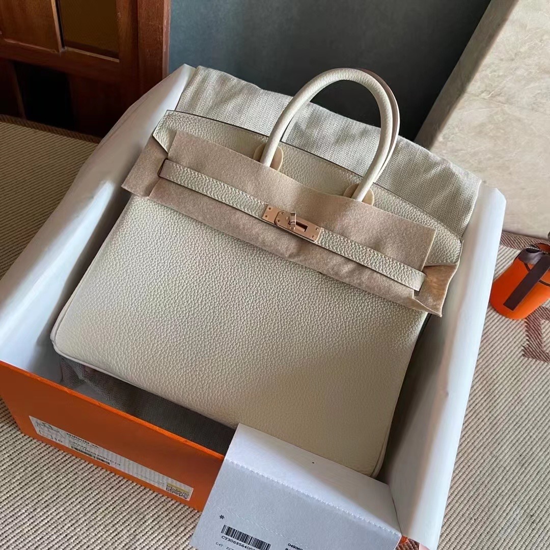 Qatar HM BK 25cm Togo 10 Craie Rose Gold HW