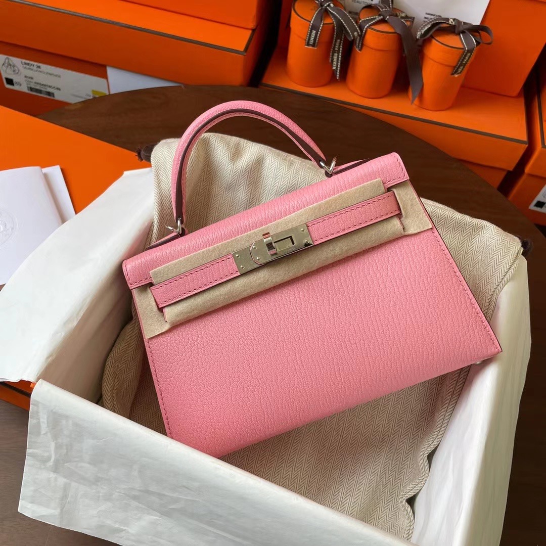 KL Mini 二代 Chèvre 山羊皮 1Q rose confetti 奶昔粉 银扣